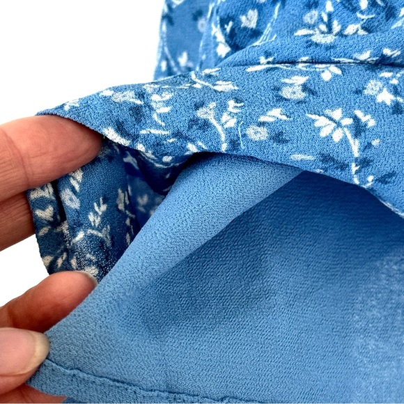 Reformation Elle Dress Size 0 Blue Floral Mini Short Puff Sleeve Smocked Top - Picture 6 of 7